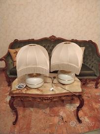 Due abajuor base in vetro e cappello in seta 