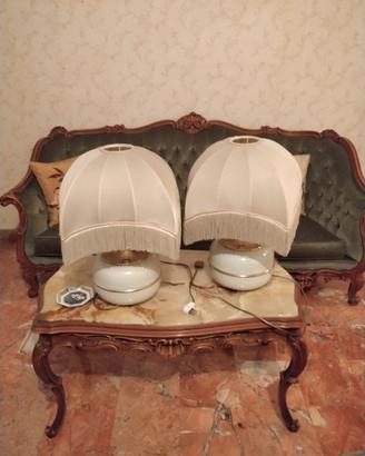 Due abajuor base in vetro e cappello in seta 
