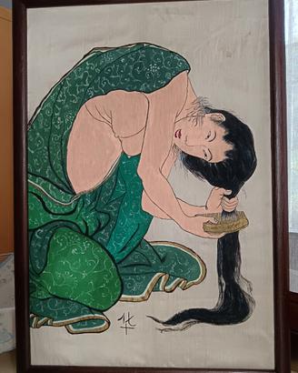 Arte giapponese, pannello dipinto su seta