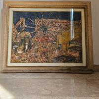 Quadro di artista locale e cornice legno lavorato 