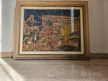 Quadro di artista locale e cornice legno lavorato 
