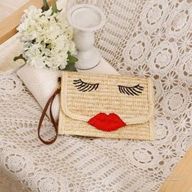 Borsa labbra rosse donna borsa vintage in paglia