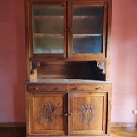 Vecchia credenza vetrina anni 30 noce massiccio