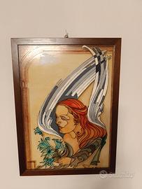 Madonna su vetro con cornice in legno 