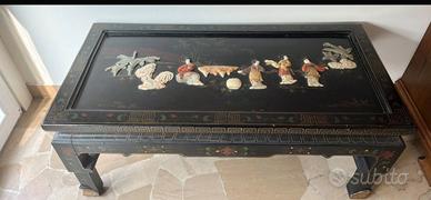 Tavolino cinese primi 900 con intarsi pietre dure