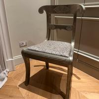 SEDIA  in lamina d'argento e tessuto, anni '80