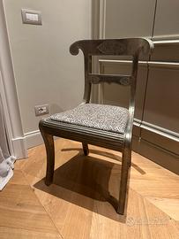 SEDIA  in lamina d'argento e tessuto, anni '80