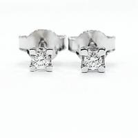 Orecchini punto luce torniti Oro Bianco Diamanti