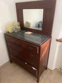 Como’ legno massello piano in marmo e specchiera