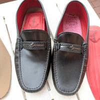 Tod's x Ferrari black leather slip