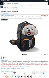 Zaino trasporto cani