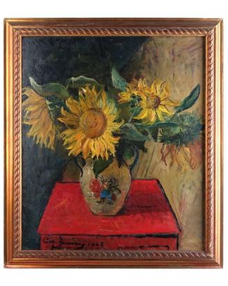Dipinto Lia Bassani 1945 “vaso con girasoli”