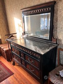 Letto, cassettiera, comodini e armadio vintage