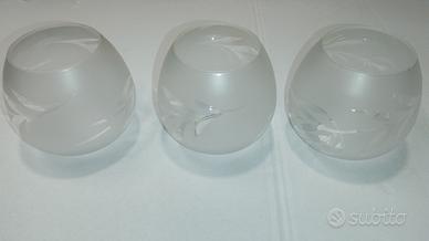 3 Sfere d'epoca in cristallo acidato con decori 