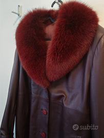 Cappotto in pelle vera con pelliccia 