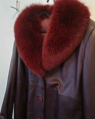 Cappotto in pelle vera con pelliccia 