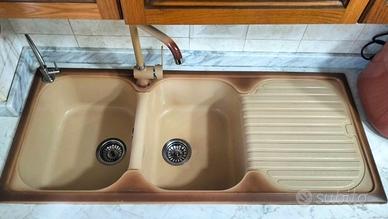 LAVELLO CUCINA CM 116 X 50 2 VASCHE & GOCCIOLATOIO
