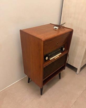 Mobile legno vintage con radio La Voce Del Padrone