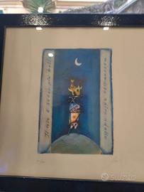 Litografia con cornice blu