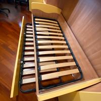 letto singolo con rete in doghe + altro sottoletto