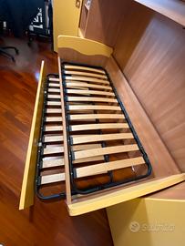 letto singolo con rete in doghe + altro sottoletto