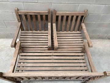 Set da giardino in legno massello - panca + sedie