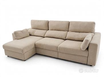 Divano angolare con chaise longue e contenitore