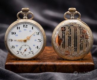 Stupendo orologio da tasca antico argento e oro