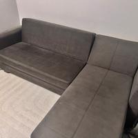 Divano Angolare Letto + Contenitore Grigio Scuro