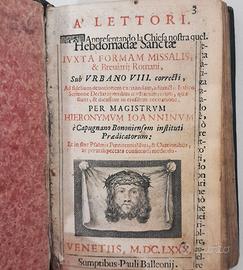 Antico Raro Messale Breviario Romano - 1680