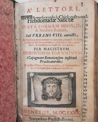 Antico Raro Messale Breviario Romano - 1680