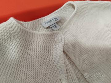 Cardigan bianco in cotone tg. 3/6 mesi