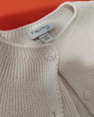 Cardigan bianco in cotone tg. 3/6 mesi