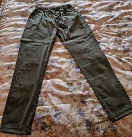 pantalone donna estivo, verde militare 