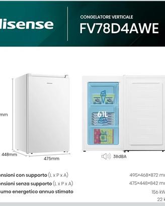 Congelatore verticale Hisense FV78D4AWE

