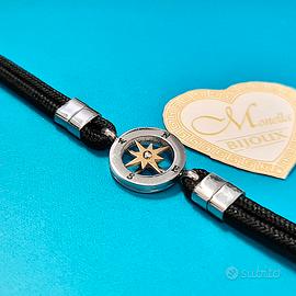 Bracciale uomo rosa dei venti dorata acciaio 