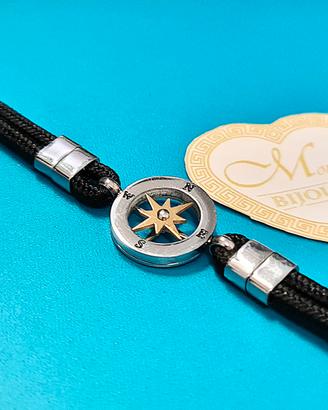 Bracciale uomo rosa dei venti dorata acciaio 