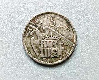 MONETA SPAGNA 5 PESETAS 1957 CAUDILLO FRANCISCO 
