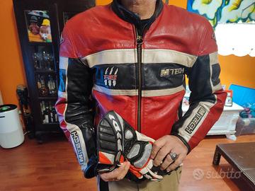 giubbotto moto pelle con protezioni mtech t-rex