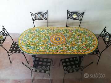 Tavolo in pietra lavica  da 180x90cm ovale e sedie