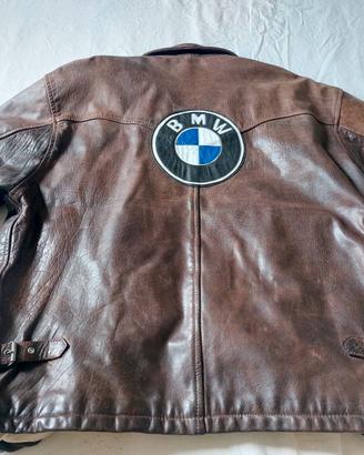 Giubbotto Vintage in pelle con patch Bmw