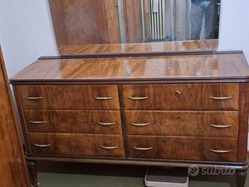 Comò con specchio e con lastra in vetro opaca