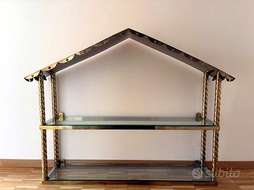 Mensola/étagère vintage in ottone a forma di caset
