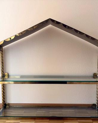 Mensola/étagère vintage in ottone a forma di caset