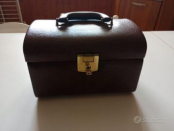 Beauty case Bauletto da viaggio in pelle vintage