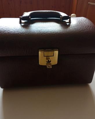 Beauty case Bauletto da viaggio in pelle vintage