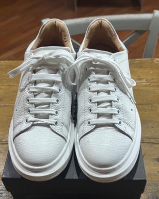 Sneakers pelle martellata bianche