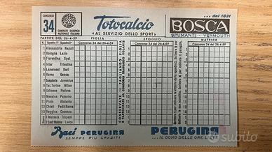 Schedina totocalcio Concorso 34 del 26-4-59