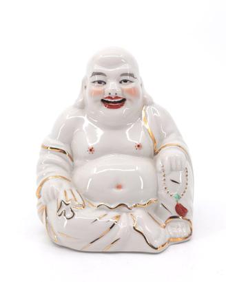 Statua Buddha Porcellana Cinese Dorata Vintage 900
