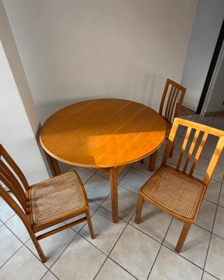 Tavolo da pranzo allungabile + 4 sedie in legno